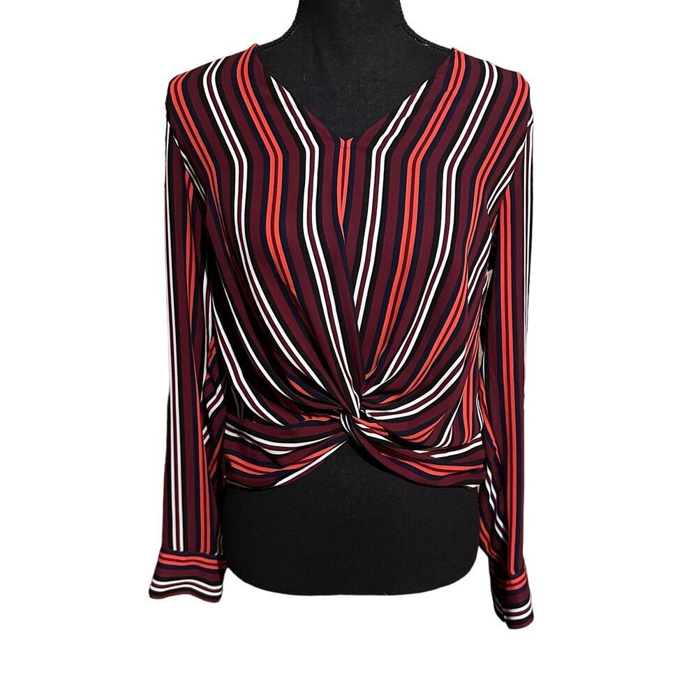Express Red Stripe Twist Career Top Blouse Women's S Small